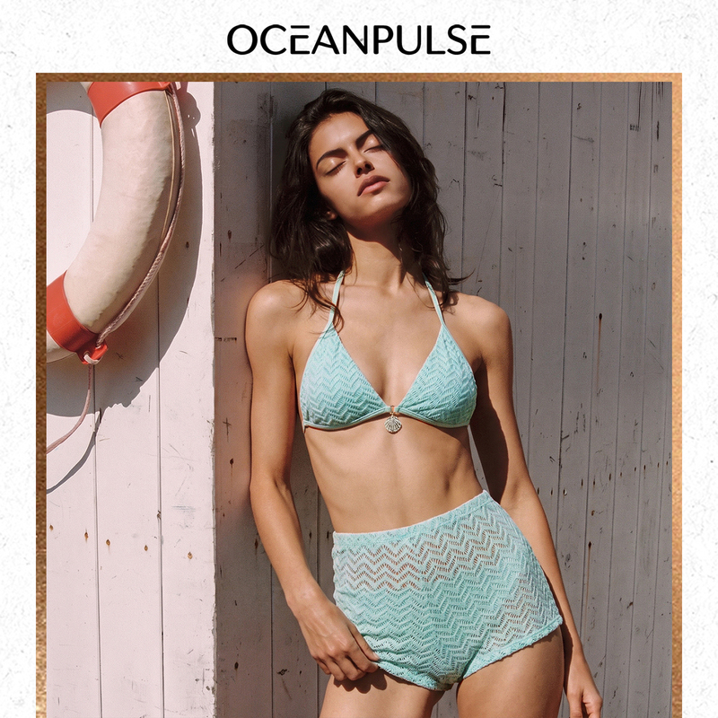 Op Two-Piece Swimsuit Women's Bikini Three-Piece Set with Boyshorts, High-End Sexy Halter Tie, Small Bust Push-Up, Beach Vacation