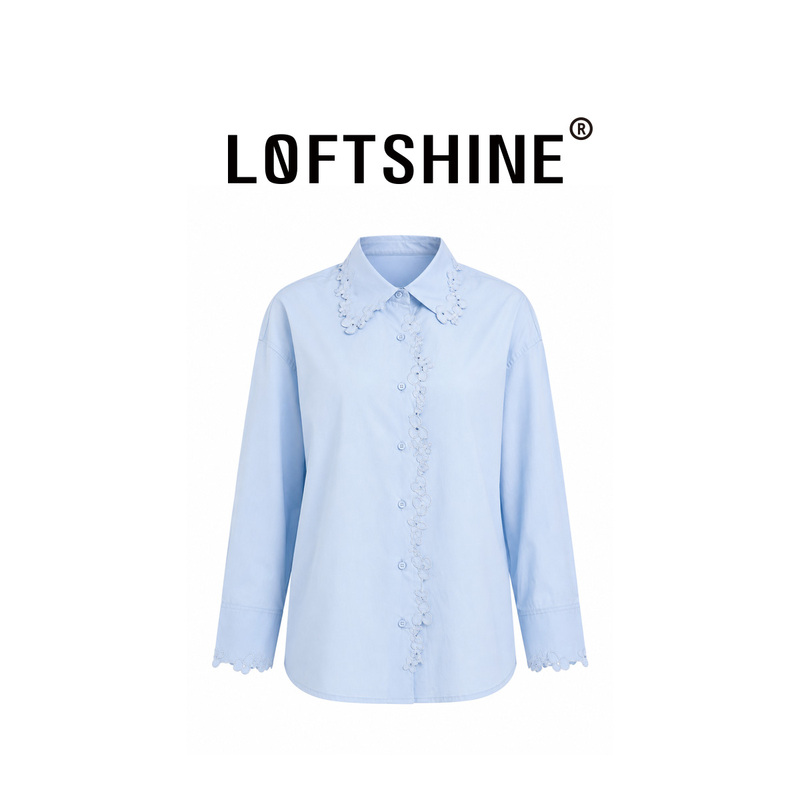 Loftshine Lace Shirt Women's Long-Sleeved Lapel Top Ls708B11094