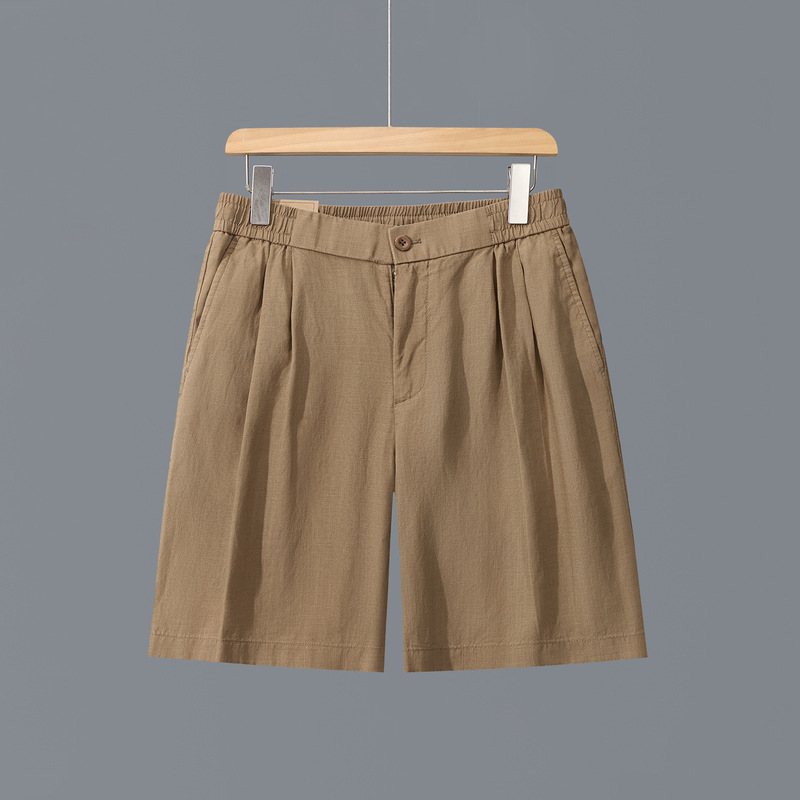 Summer Tencel Linen Lightweight and Comfortable Solid Color Simple Shorts Versatile Men's Business Casual Button Shorts