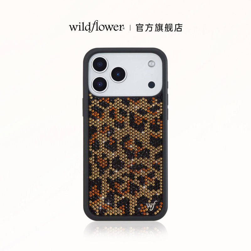 Wildflower Shining Series Leopard Print Phone Case for Apple iPhone 18/17/16/Pro/Max Hard Shell Full Protection Cover Anti-Drop Personalized Fashion Wf Flash Diamond Halloween Sweet Cool