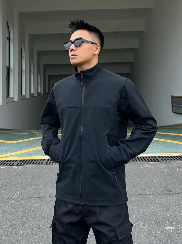 Stone Series Stand-Up Collar Softshell Jacket, Windproof, Splash-Proof, Breathable, Wear-Resistant, Outdoor Hiking Sports Jacket for Men
