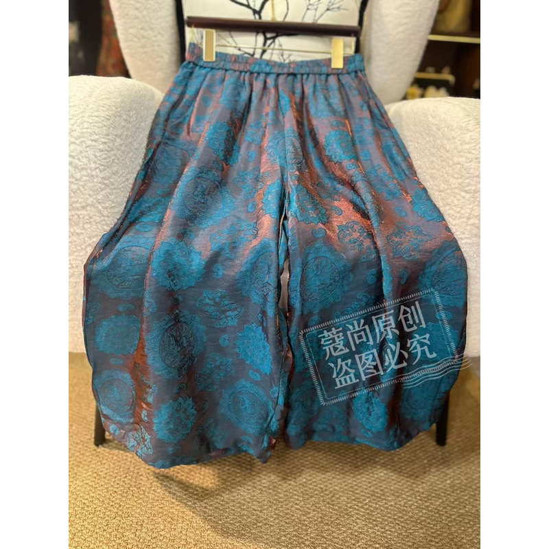 Summer New Style Chinese National Style Loose-Fitting Slimming Floral Pattern Wide-Leg Pants Summer New Style Chinese National Style Loose-Fitting Slimming Floral Pattern Wide-Leg Pants
