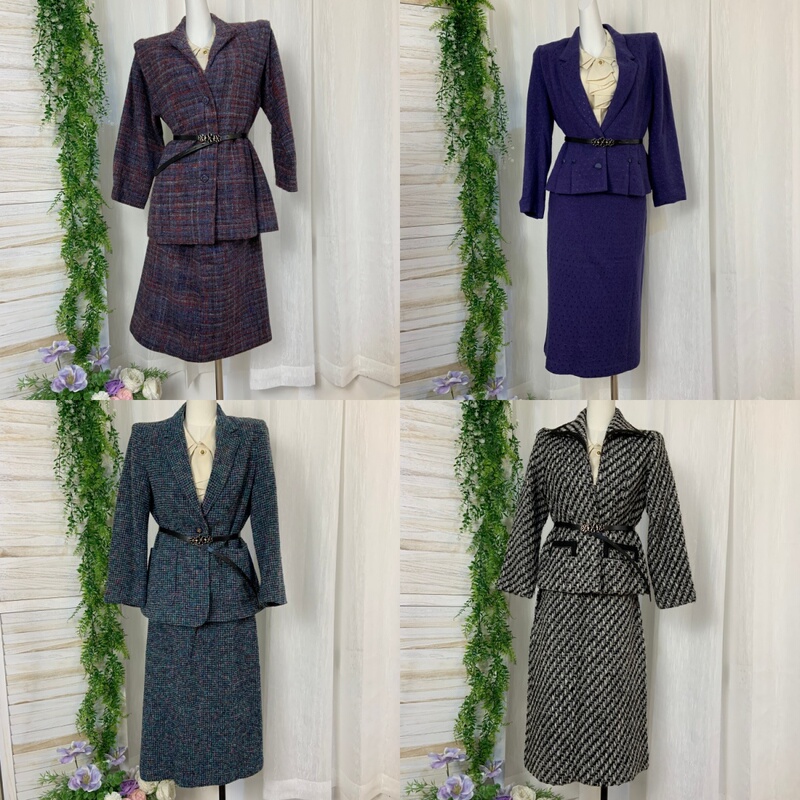 Vintage Japanese-Made Showa Era Hong Kong Style Retro Waist-Cinching Flared Skirt Women's Suit 182（1）