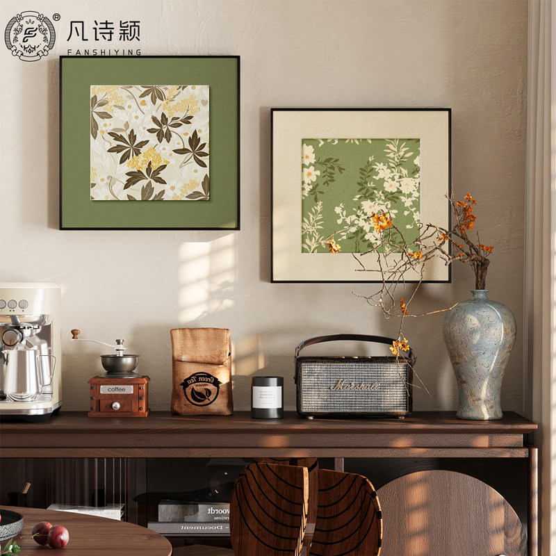 Vintage-Style Green Floral Dining Room Decorative Painting, Atmospheric Hallway Corridor Wall Art, Entryway Cabinet, Living Room Hanging Painting Vintage-Style Green Floral Dining Room Decorative Painting, Atmospheric Hallway Corridor Wall Art, Entryway Cabinet, Living Room Hanging Painting