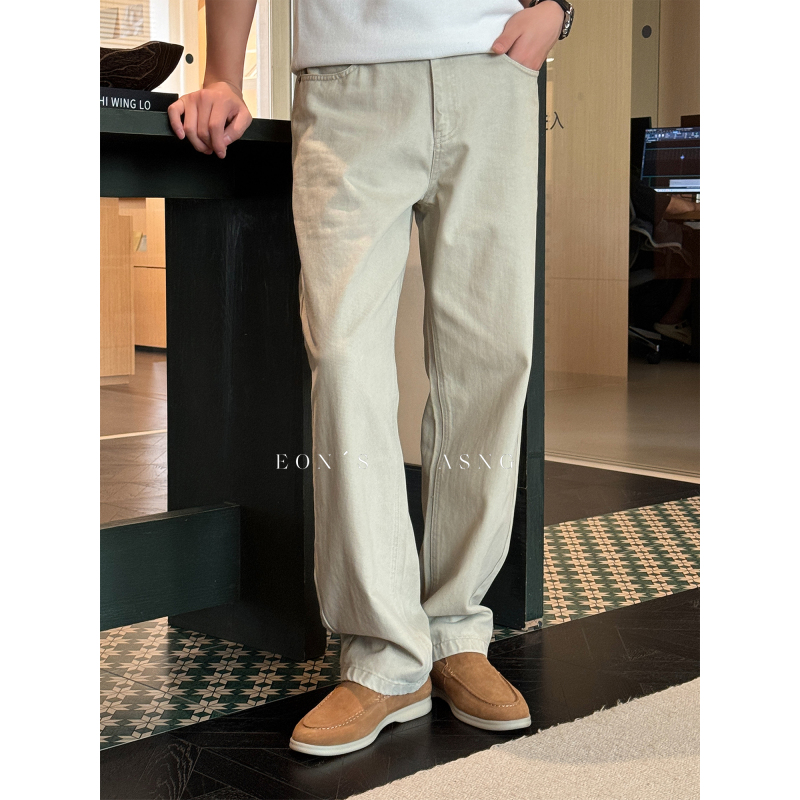 Eon's "Tencel Cotton Blend" Relaxed Old Money Style Solid Color Versatile Men's Wide-Leg Casual Pants
