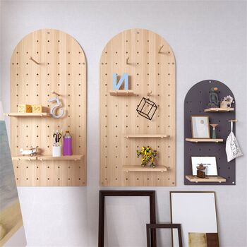 Hole board solid wood storage hanging living room shelf board display rack wall hanging bookshelf entrance partition hanging wall storage rack