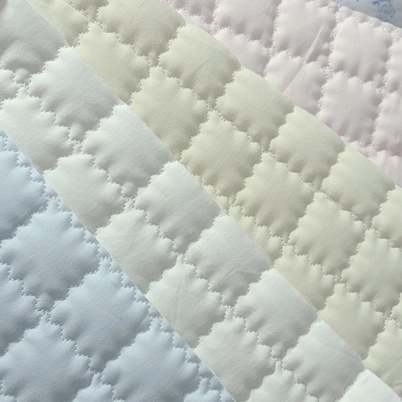 [P1 Series Biscuit Grid Square Wave Pattern] 40 Pieces of Pure Color Washed Cotton Quilted Fabric with Hand-Stitched Padding