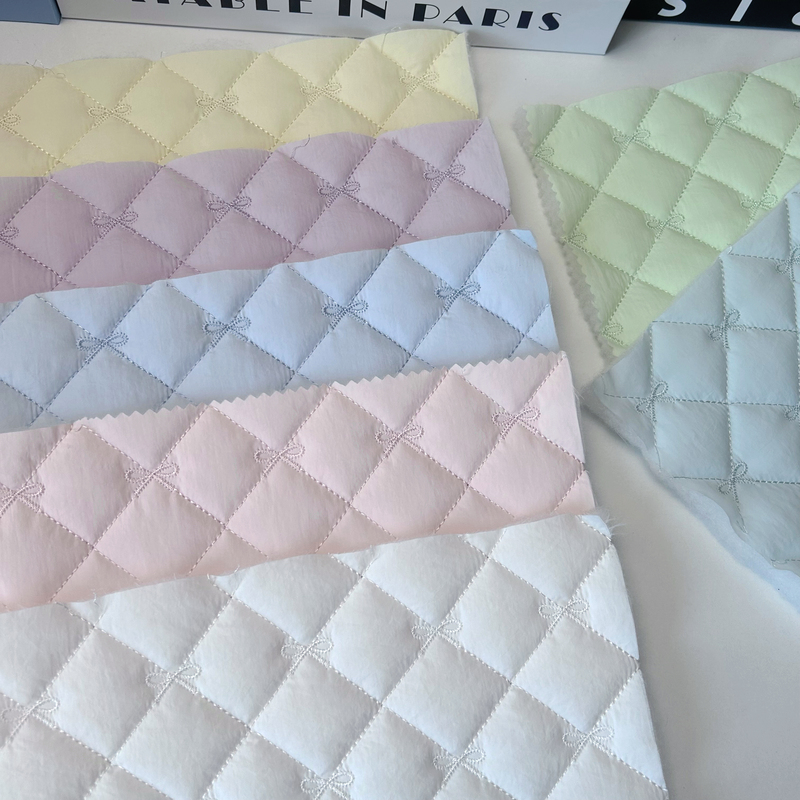 [a Series of Diamond-Patterned Embroidered Bows] Nylon Water-Repellent Fabric, Quilted Cotton, Starting from Half a Meter, Multiple Pieces Can Be Cut Together