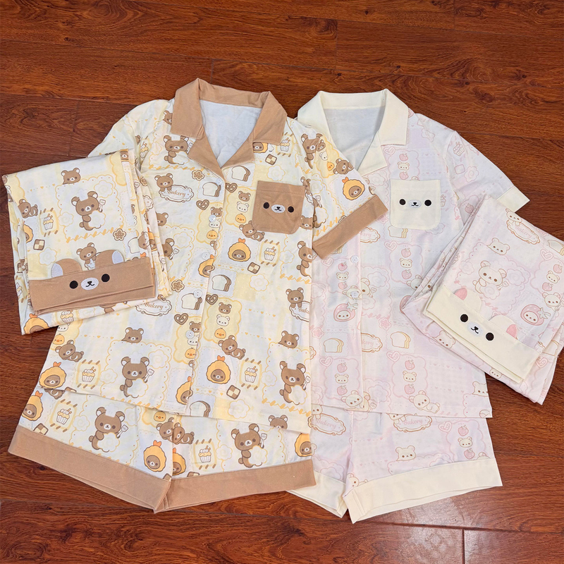 Cute Rilakkuma Couple Pajamas for Women, Summer 2026 New Style, Pure Cotton Short-Sleeved Shorts, Large Size Home Wear Set Cute Rilakkuma Couple Pajamas for Women, Summer 2026 New Style, Pure Cotton Short-Sleeved Shorts, Large Size Home Wear Set