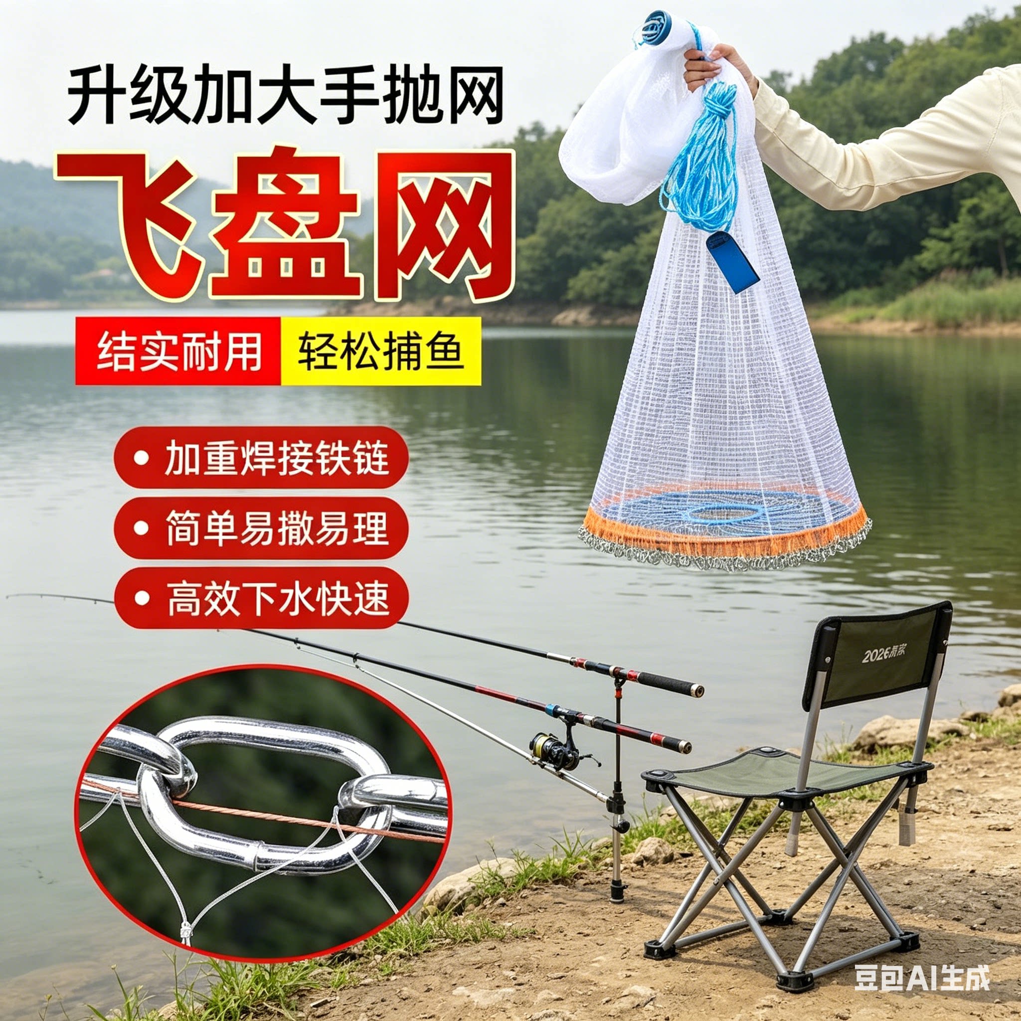 花边齿轮飞盘新款盘式撒网手抛网钢拉丝飞盘式撒网渔网捕鱼网抓鱼-淘宝Taobao | 天猫Tmall