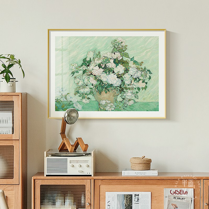 Half-Painting Art Van Gogh White Rose Oil Painting Natural Wood Style Living Room Decorative Painting Bedroom Dining Room Entryway Side Cabinet Hanging Painting Half-Painting Art Van Gogh White Rose Oil Painting Natural Wood Style Living Room Decorative Painting Bedroom Dining Room Entryway Side Cabinet Hanging Painting