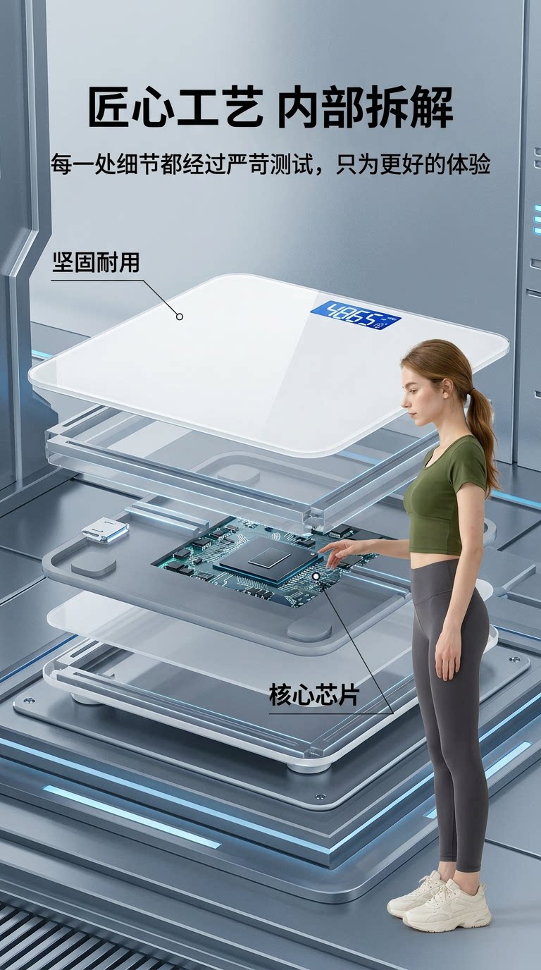 Smart Bathroom Scale Electronic Scale Household Precision Mini High-Accuracy Rechargeable Body Fat Scale Family Body Weight Scale Electronic Weighing Scale