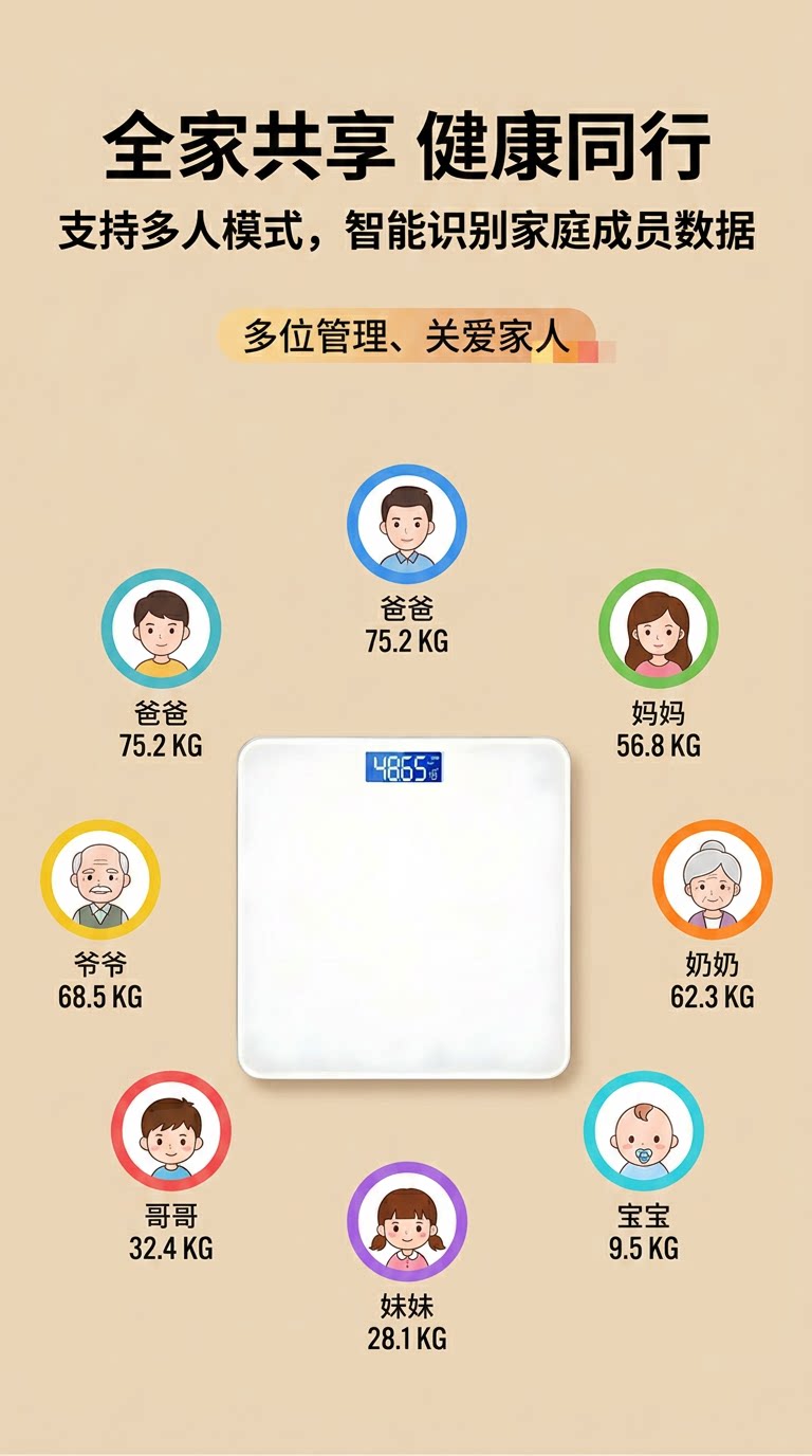 Smart Bathroom Scale Electronic Scale Household Precision Mini High-Accuracy Rechargeable Body Fat Scale Family Body Weight Scale Electronic Weighing Scale