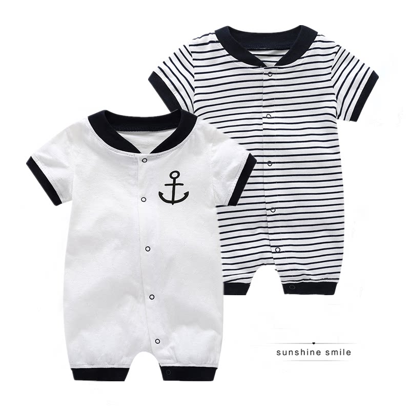 Korean baby navy style jumpsuit summer tide suit male fashion female personality baby romper summer clothes