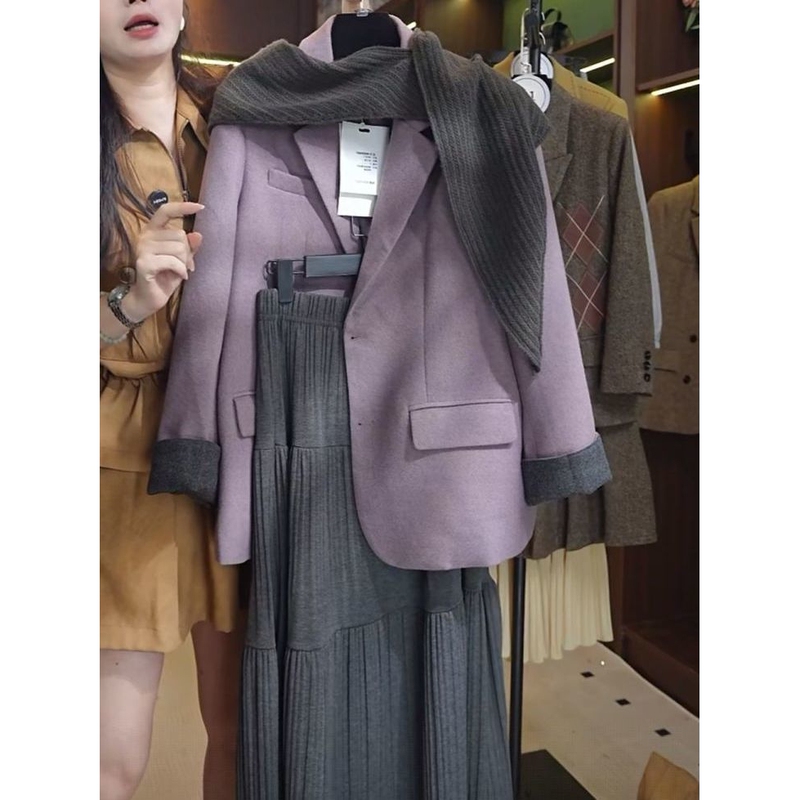 2026 Autumn New Purple Fashion Jacket High-End Casual Suit Elegant Versatile Stylish and Attractive Top