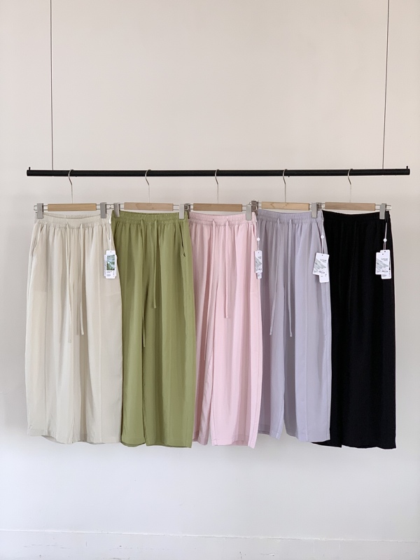 Korean Style Elastic Waist Drawstring Casual Pants Summer Thin Loose Slimming Wide-Leg Pants for Women 2619 Korean Style Elastic Waist Drawstring Casual Pants Summer Thin Loose Slimming Wide-Leg Pants for Women 2619