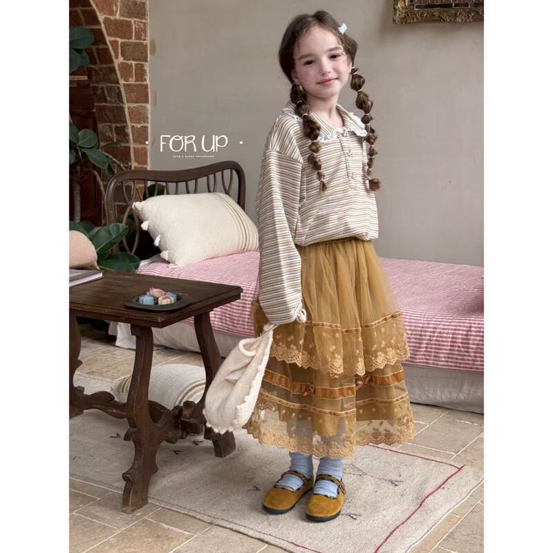 【Forup】 # Matching Essential】76027 Autumn Lu Yisi Bowknot Embroidered Lace Princess Tulle Dress