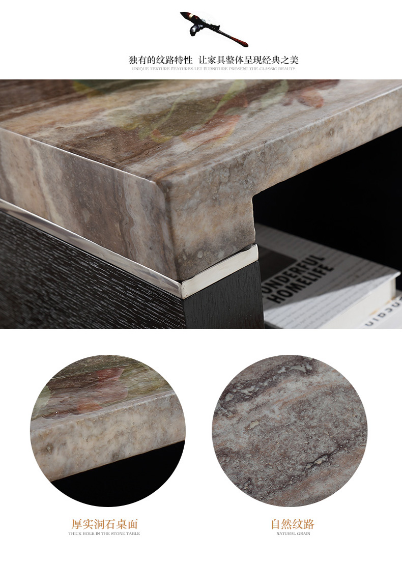 Bai Feilais đá cẩm thạch travertine tủ TV đơn giản tủ Bắc Âu sơn phòng khách đồ nội thất bàn cà phê tủ TV - Bàn trà bàn uống trà