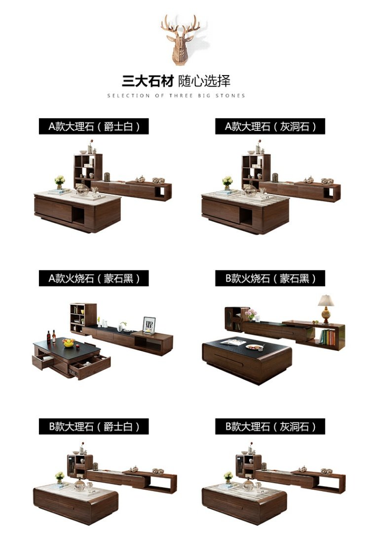 Bfls Baifeiles kết hợp bàn cà phê đá lửa đơn giản phòng khách bằng đá cẩm thạch tự nhiên Bắc Âu - Bàn trà bộ bàn ghế gỗ phòng khách