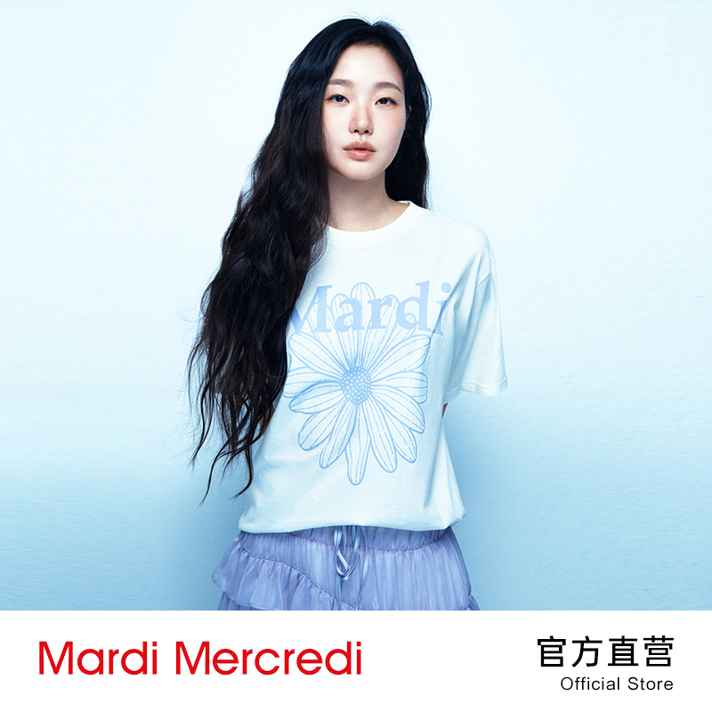 [Same Style as Kim Go-Eun] Mardi Mercredi 26 Summer Daisy T-Shirt Short-Sleeved Cotton Top for Women