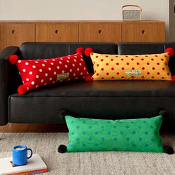 Retro Polka Dot Long Pillow for Living Room Sofa, Versatile Atmosphere Pillow Cover, Lumbar Pillow, Nap Pillow, Car Cushion