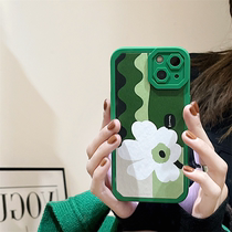 Korean wind small crowdsourced green flower Apple 13 mobile phone shell suitable for new iPhone12promax silicone gel soft 11 female cover