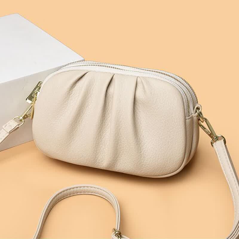 [2026 New Style] Women's Small Square Bag, New Simple and Trendy Pleated Design, Versatile for Commuting and Casual Use, Single Shoulder Crossbody Bag