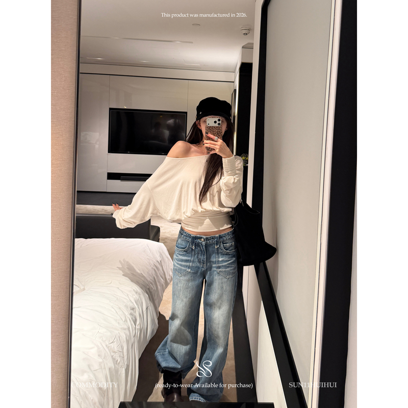 Sun11【Flap Wide-Leg Jeans】Designed Wide-Leg Denim Pants for Women, Autumn Light Blue Loose Straight-Leg Trousers Sun11【Flap Wide-Leg Jeans】Designed Wide-Leg Denim Pants for Women, Autumn Light Blue Loose Straight-Leg Trousers