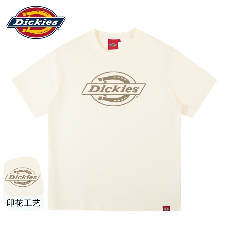 Dickies Short-Sleeve T-Shirt for Men, American Retro Loose Half-Sleeve Dickies Summer Breathable Pure Cotton Top, Trendy Brand for Couples