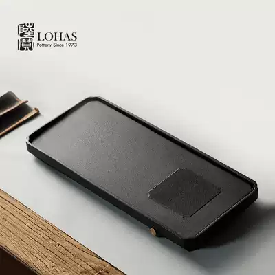 Lubao ceramic scholar tea tray water storage shallow tray with drainage pipe tea mat ceramic household square tea tray