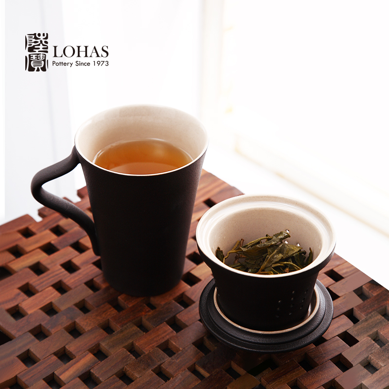 (Can be customized)Taiwan Lu Bao tea elegant cover cup Office tea cup filter tea cup Ceramic 375ml