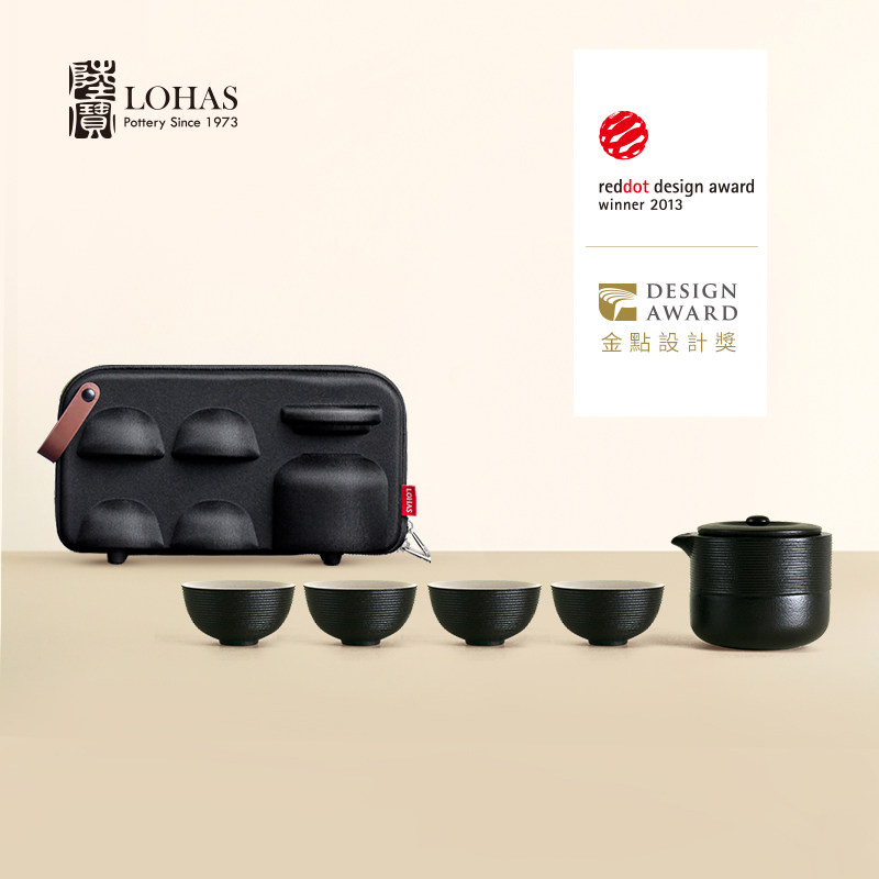 Lubao Ceramic Flagship Store Outdoor Camping Tea Set A Pot Four Cups Red Dot Award Screwup Travel Portable Line Dress With Bag