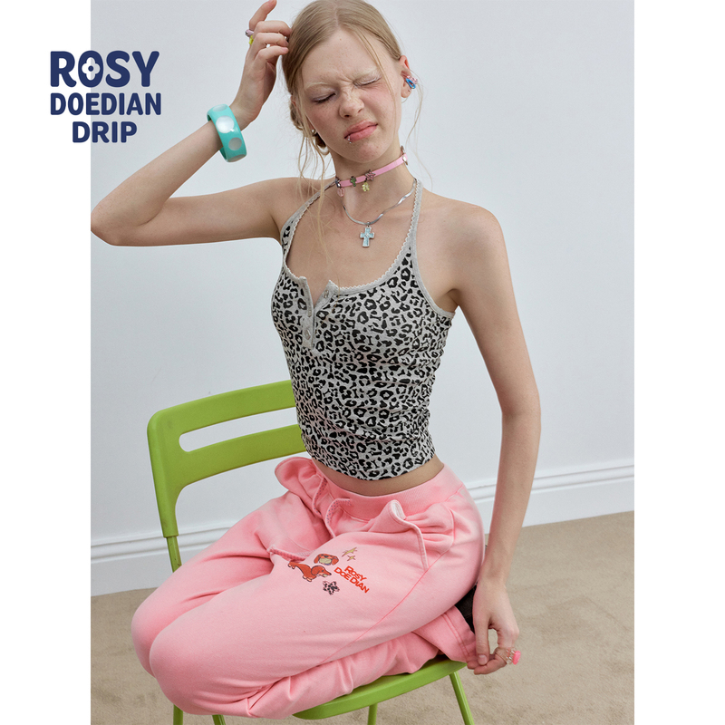 Rosydoedian'Money Paw' Zhao Lusi Style Leopard Print Tank Top Camisole for Women Summer 2026 New