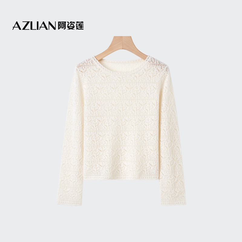 Azilian Cashmere Sweater for Women, Lazy Style, Hollow Jacquard, Round Neck Pullover, Knitted Sweater, Base Layer, Outerwear Top Azilian Cashmere Sweater for Women, Lazy Style, Hollow Jacquard, Round Neck Pullover, Knitted Sweater, Base Layer, Outerwear Top