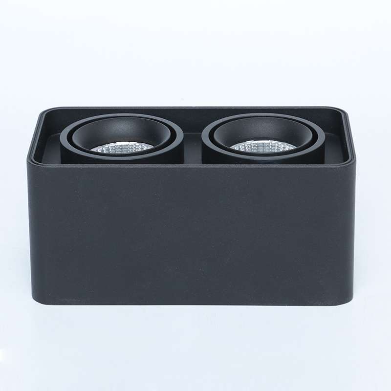 Surface-mounted square double-head bold lamp LED spotlight double-head downlight ceiling shop commercial single-head rounded corner grille light