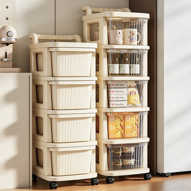 Trolley Storage Rack Kitchen Floor-Standing Bedroom Multi-Layer Baby Snacks Mobile Bathroom Toilet Storage Rack