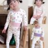 Girls' high-waisted belly-protecting home wear, baby boy's autumn clothes, long johns, pure I cotton underwear set, thickened boneless children's underwear