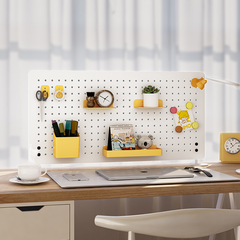 Desktop hole board storage rack without punching vertical workstation desk partition storage rack artifact metal accessories hook