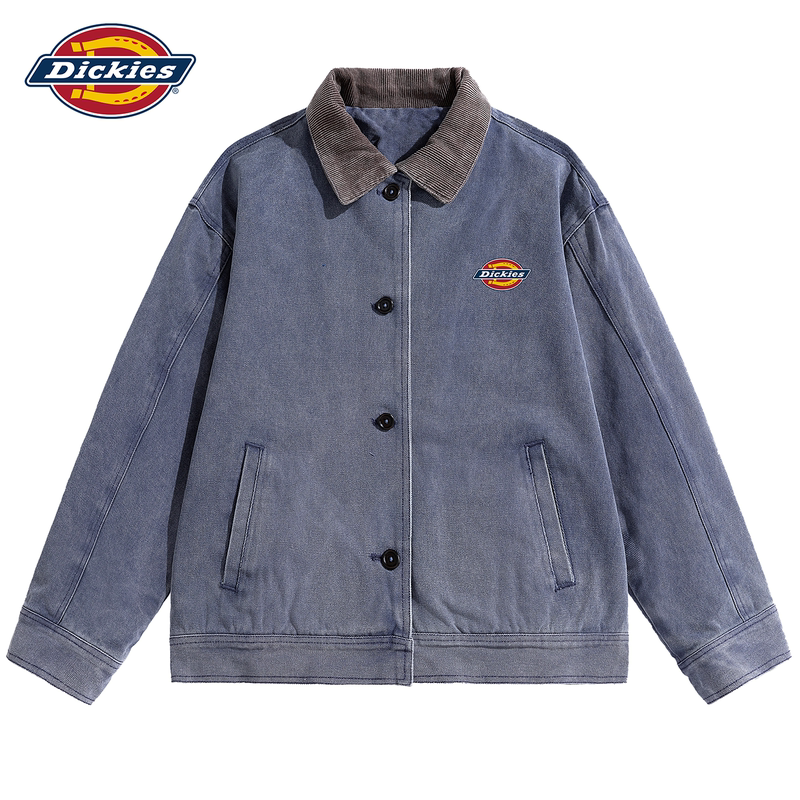 Dickies Color-Blocked Lapel Work Jacket for Men, Autumn Pure Cotton Loose Trendy Versatile Outerwear