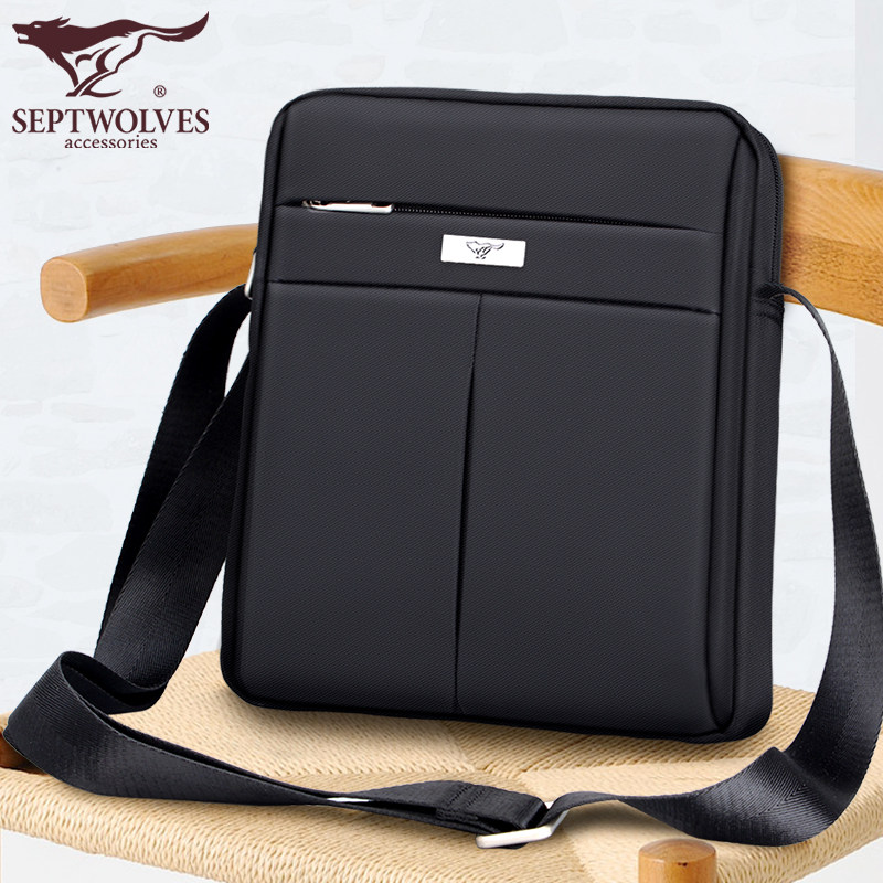 Seven Wolves Single Shoulder Bag Male Canvas Shoulder Bag Inclined Satchel Business Man Bag Oxford Cloth Casual Korean Version Men's Bag Bag
