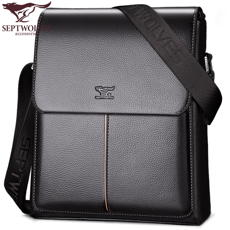 Seven wolves men bag men leather bag male leather bag business bag leisure business cowskin men bag skinny bag bag