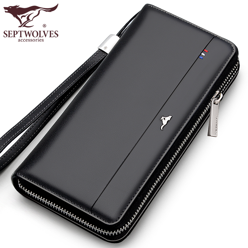 Seven Wolf Wallet Male Bracelet Leather Wallet Young Young Pension Picket Bag Men's Handbag
