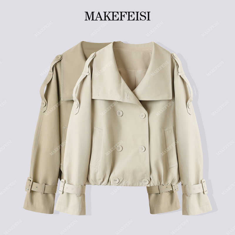 【Golden Fan Favorite】 "London Story" Lyocell Asymmetrical Lapel Batwing Trench Coat 9853F