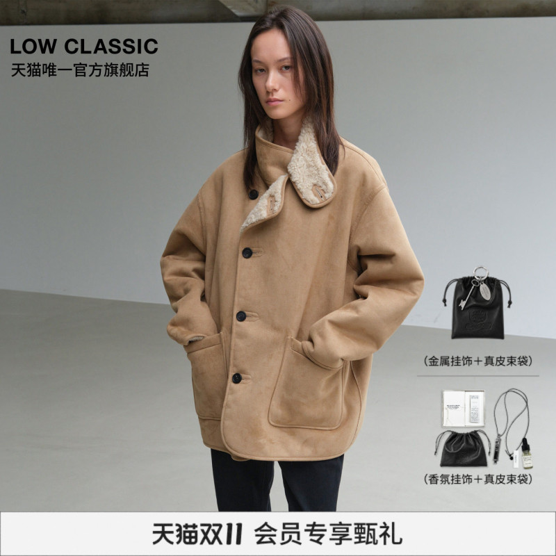 [Tmall Exclusive] Low Classic Reversible High Collar Fleece Jacket Loose Fit Warm Coat for Women