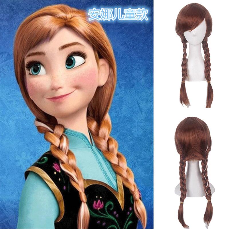 Cos Wig Frozen Anna Double Whip Elsa Princess Kidsren's Halloween Wig Direct Sale Cos Wig Frozen Anna Double Whip Elsa Princess Kidsren's Halloween Wig Direct Sale