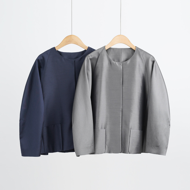 【Xing Kangli Selection】Premium Mulberry Silk Wool Coat with Silk Wool Round Neck and Pleated Long Sleeves 251977