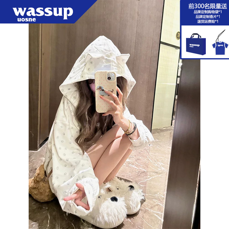 Wassup Cute Kitten Ears Cardigan Hooded Sweatshirt for Girls, Spring and Autumn, Middle School and High School Students' Tops and Jackets Wassup Cute Kitten Ears Cardigan Hooded Sweatshirt for Girls, Spring and Autumn, Middle School and High School Students' Tops and Jackets