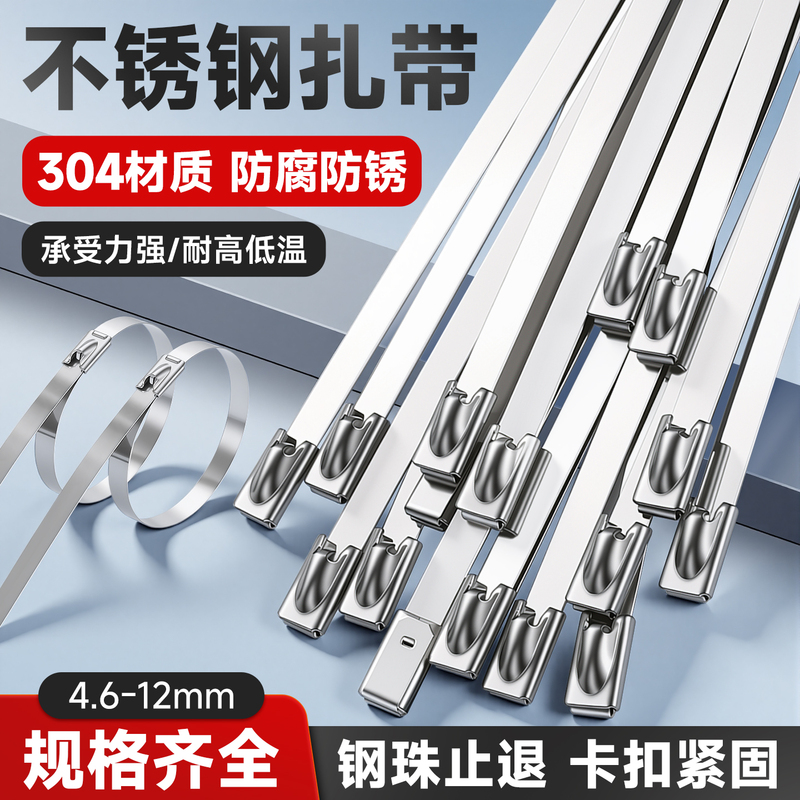 304 Stainless Steel Cable Ties, Detachable Metal Fasteners, Reusable Fixed Clips, Wire Ties, Binding Straps 304 Stainless Steel Cable Ties, Detachable Metal Fasteners, Reusable Fixed Clips, Wire Ties, Binding Straps