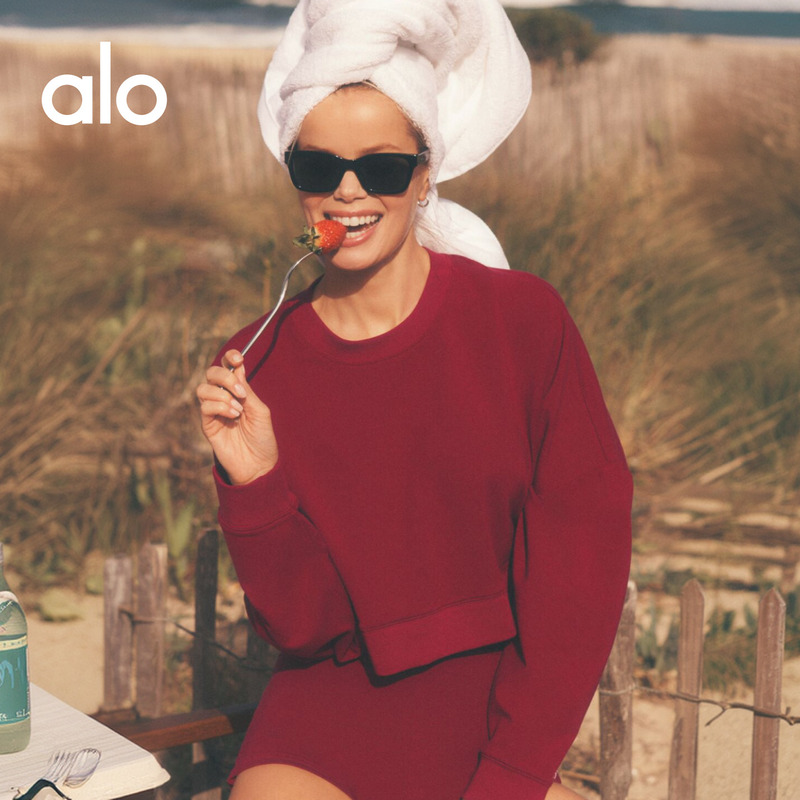 Alo｜Women's Sway Loose-Fitting Short Sports Casual Crewneck Pullover Sweatshirt