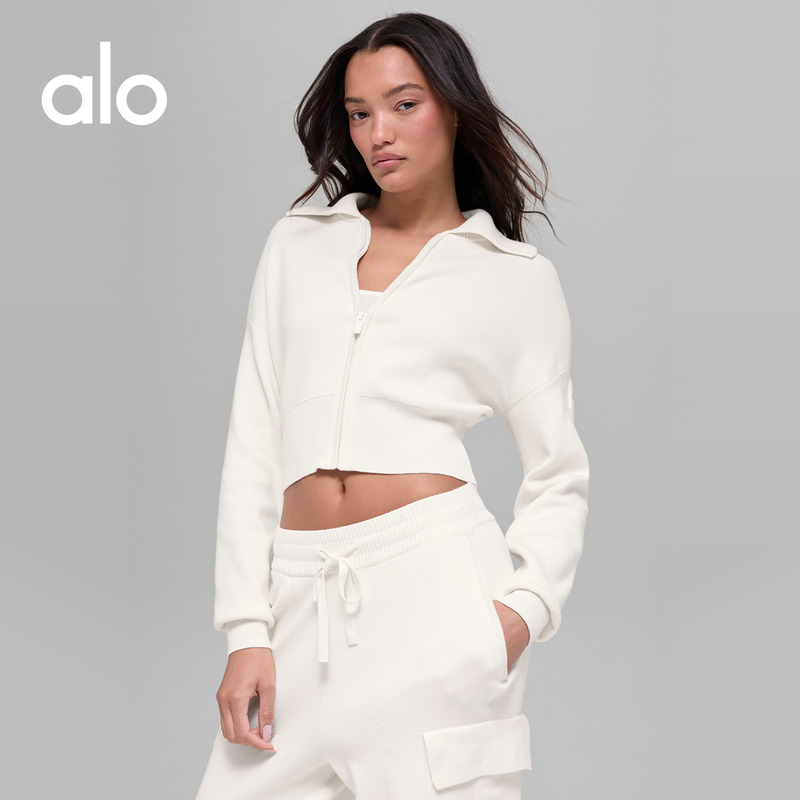 Alo｜Women's Scholar Short Lapel Zipper Stretch Knit Jacket
